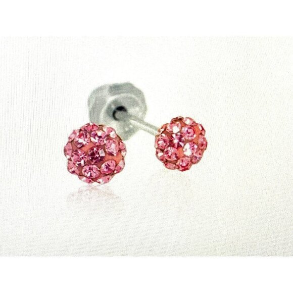 Inverness Ear Piercing Home Kit Pink Pave Crystal Ball Steel Earrings 58… - Picture 1 of 11
